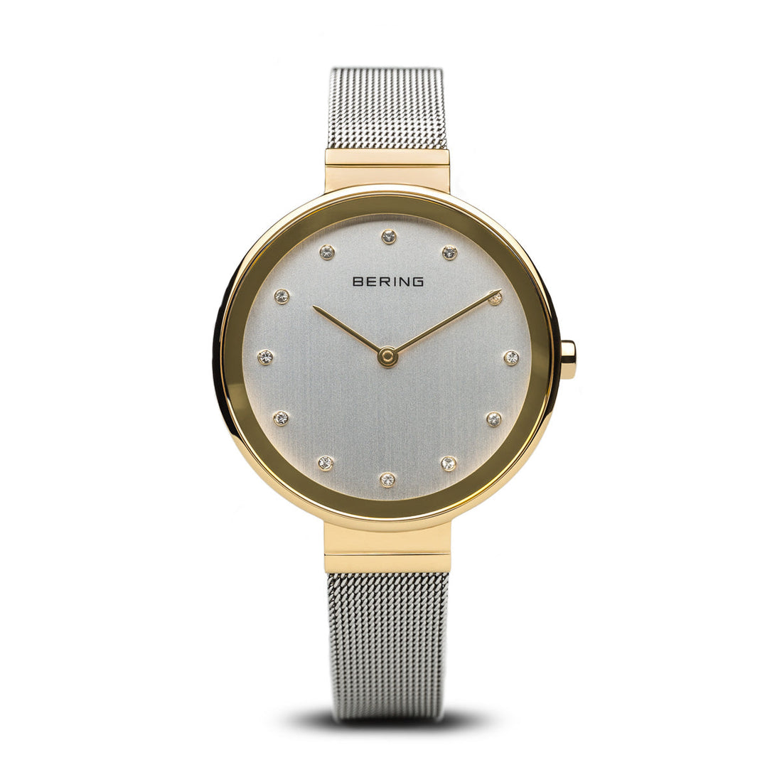 Bering Classic Polished Gold Silver Mesh Watch-PEROZ Accessories