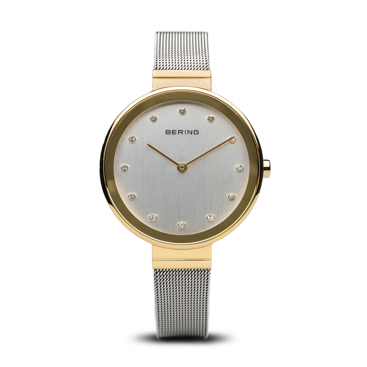 Bering Classic Polished Gold Silver Mesh Watch-PEROZ Accessories