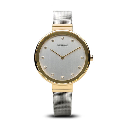 Bering Classic Polished Gold Silver Mesh Watch-PEROZ Accessories