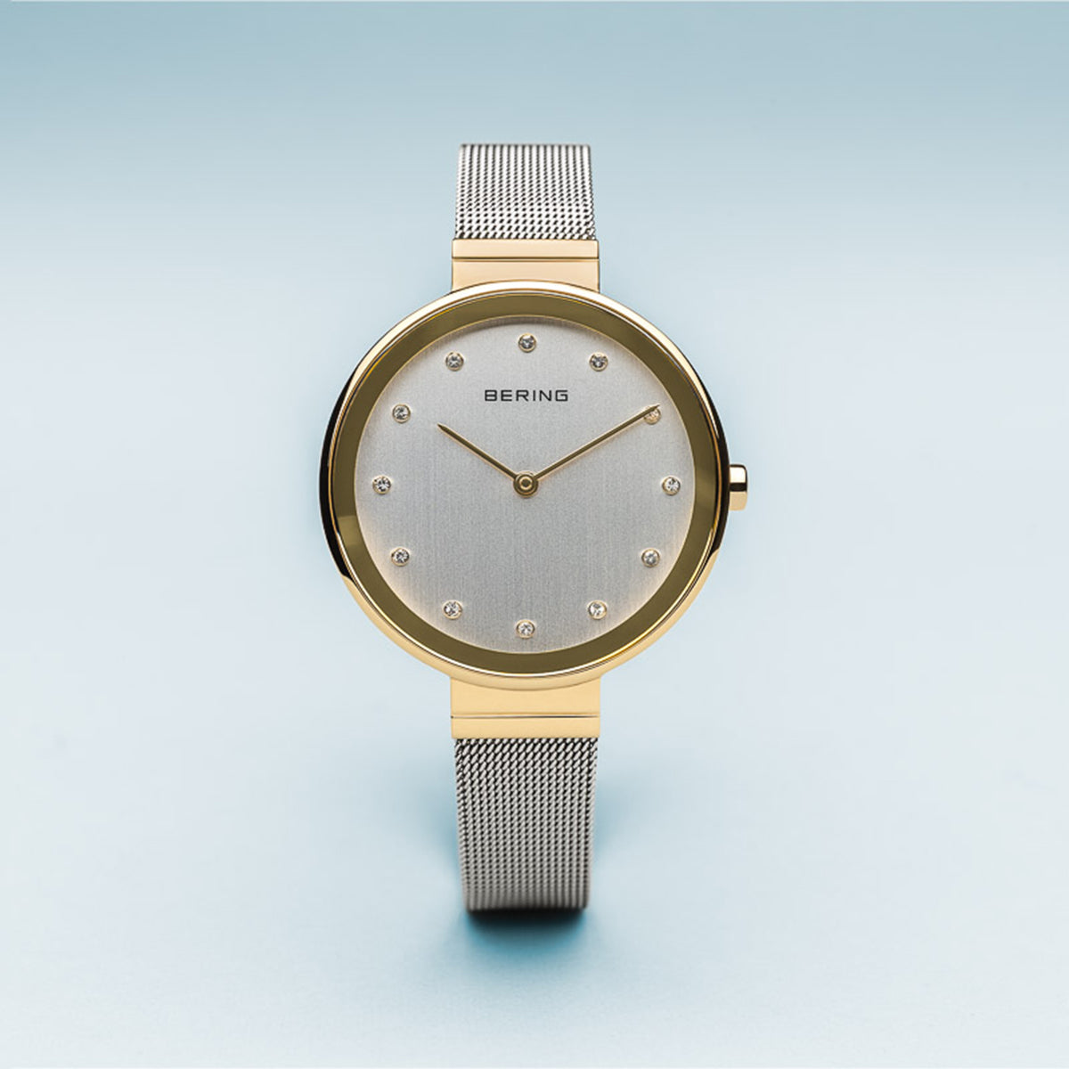 Bering Classic Polished Gold Silver Mesh Watch-PEROZ Accessories