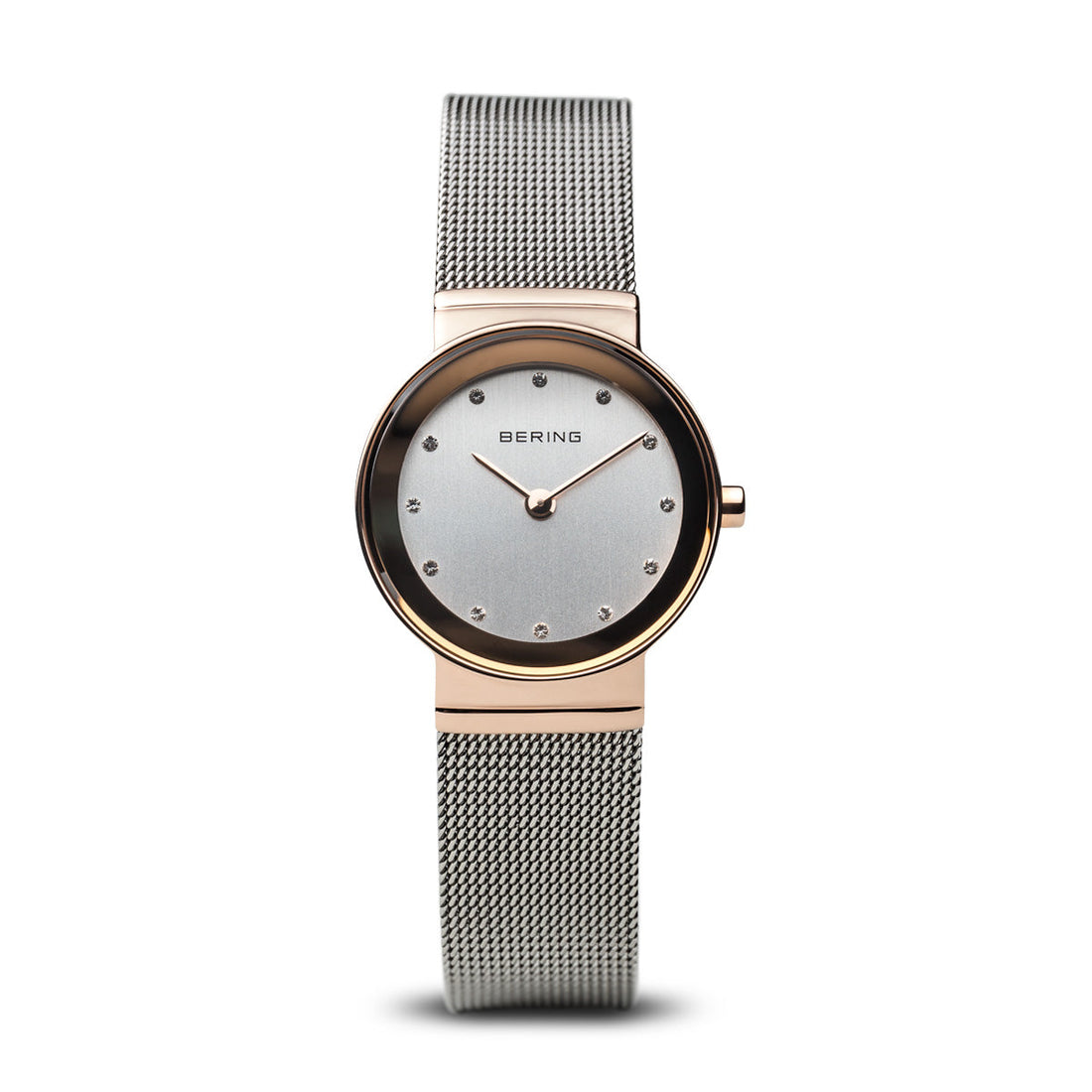 Bering Classic Polished Rose Gold Silver Mesh Watch-PEROZ Accessories