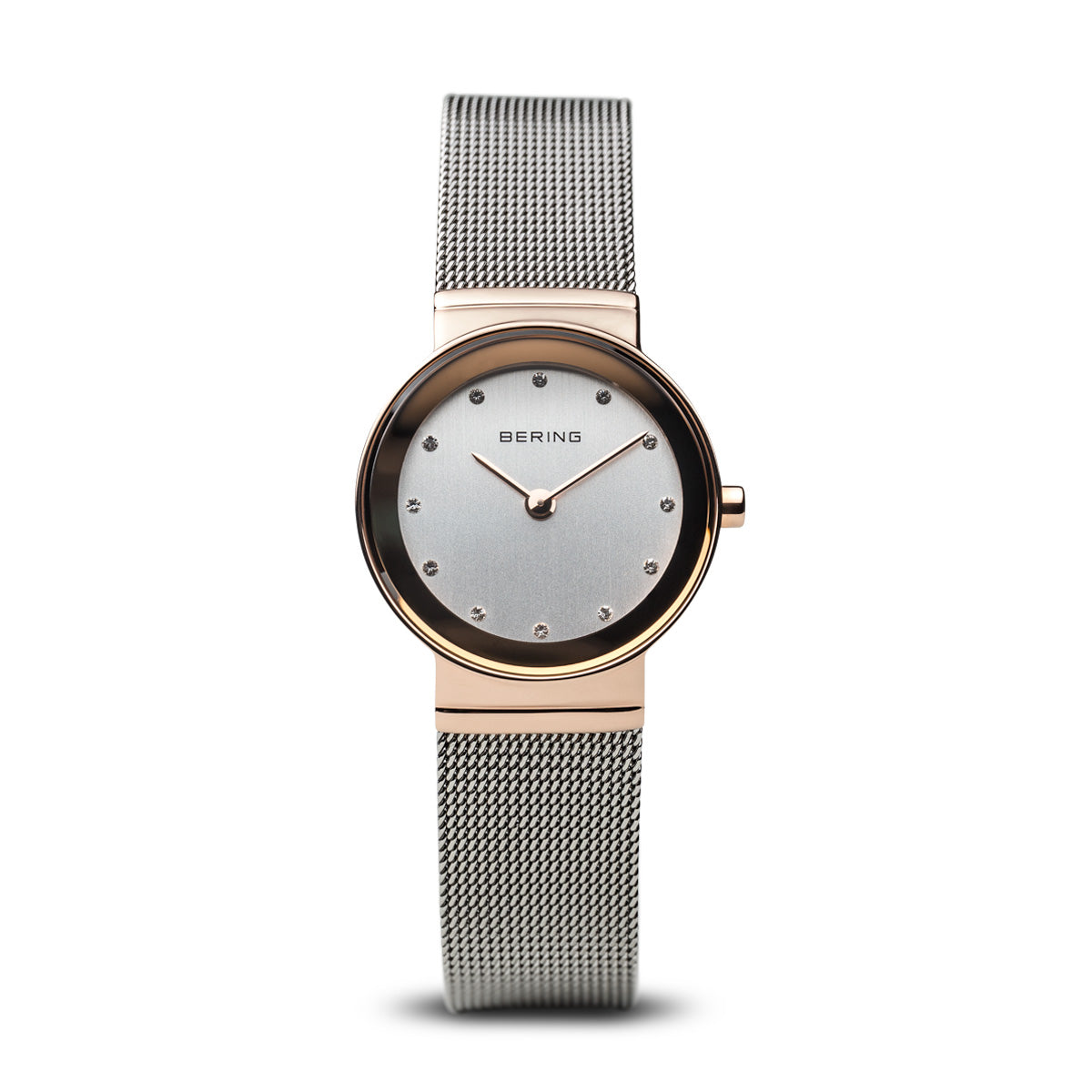 Bering Classic Polished Rose Gold Silver Mesh Watch-PEROZ Accessories