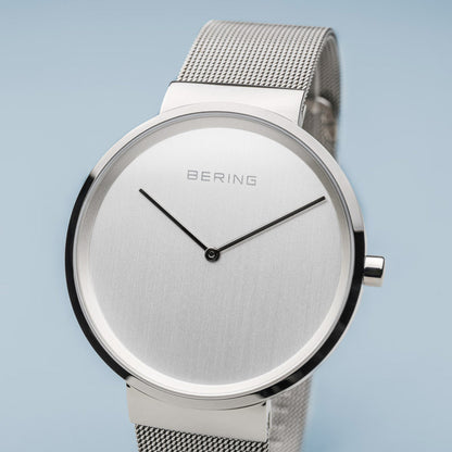 Bering Classic Polished Silver 39mm Milanese Strap-PEROZ Accessories