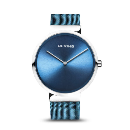 Bering Classic Polished Silver Ice Blue Watch-PEROZ Accessories