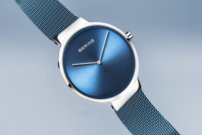 Bering Classic Polished Silver Ice Blue Watch-PEROZ Accessories