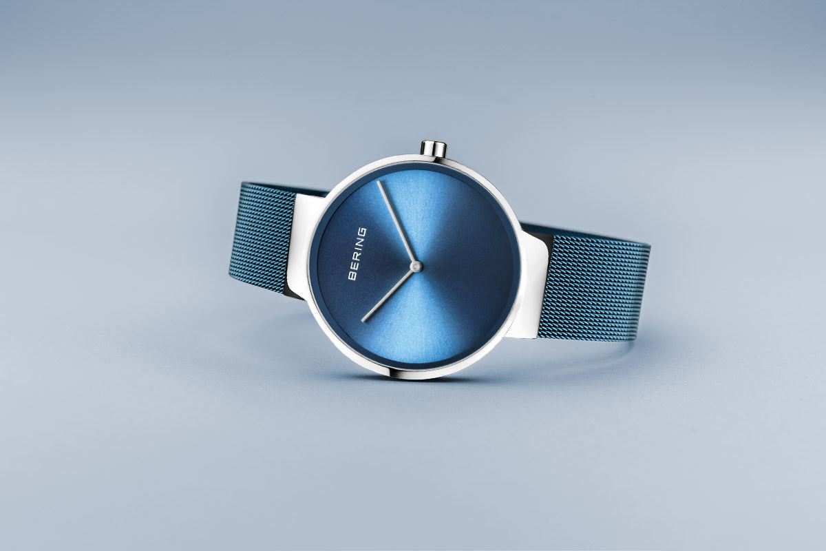Bering Classic Polished Silver Ice Blue Watch-PEROZ Accessories