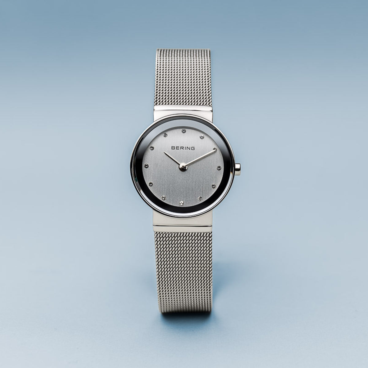 Bering Classic Polished Silver Mesh Swarovski Watch-PEROZ Accessories