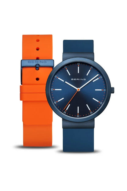 Bering Gents 41mm Blue Dial Blue Silicon Strap Watch-PEROZ Accessories
