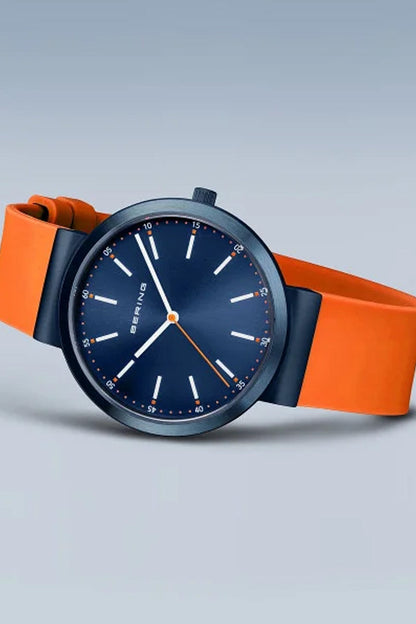 Bering Gents 41mm Blue Dial Blue Silicon Strap Watch-PEROZ Accessories