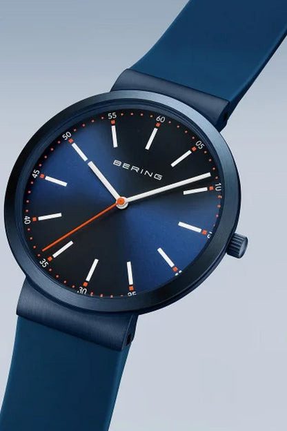 Bering Gents 41mm Blue Dial Blue Silicon Strap Watch-PEROZ Accessories