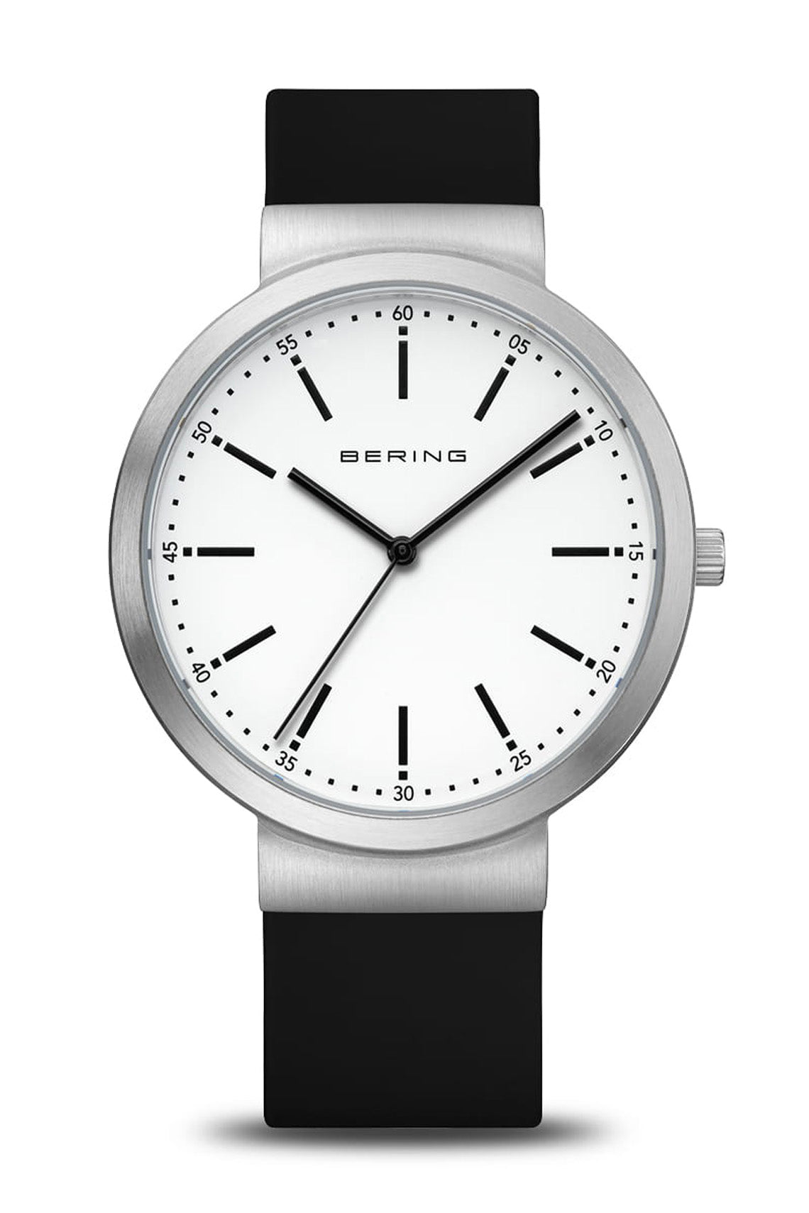 Bering Gents 41mm White Dial Black Silicon Strap Watch-PEROZ Accessories
