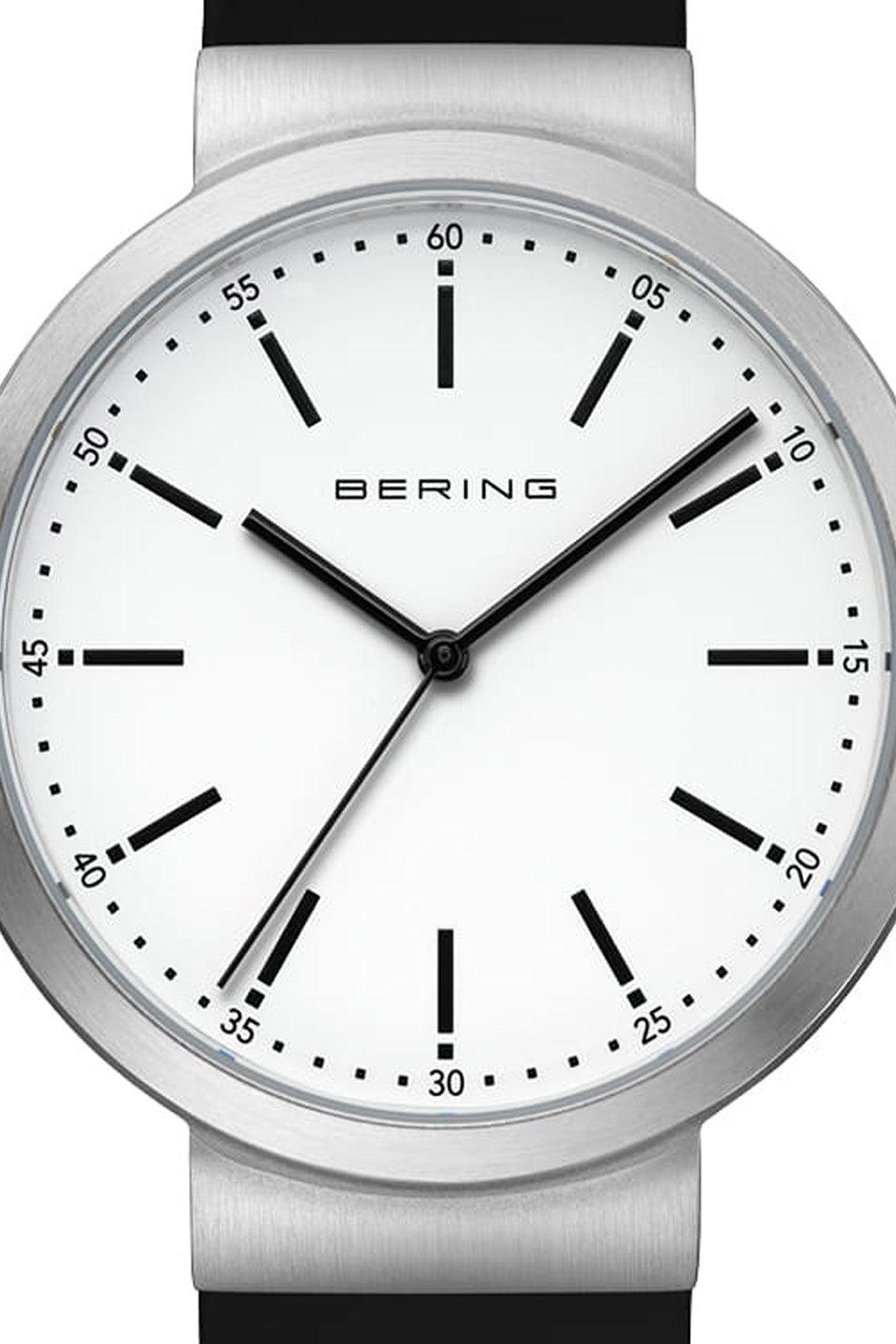 Bering Gents 41mm White Dial Black Silicon Strap Watch-PEROZ Accessories