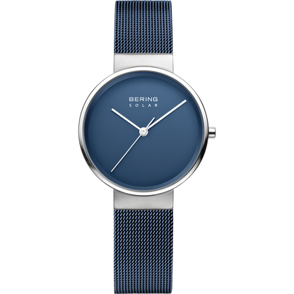 Bering Ladies Brushed Silver Solar Blue Watch-PEROZ Accessories