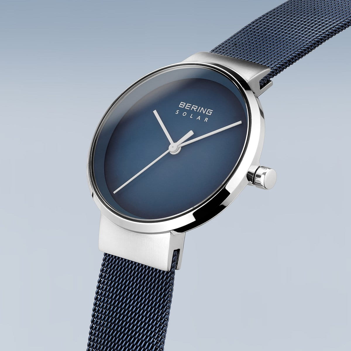 Bering Ladies Brushed Silver Solar Blue Watch-PEROZ Accessories