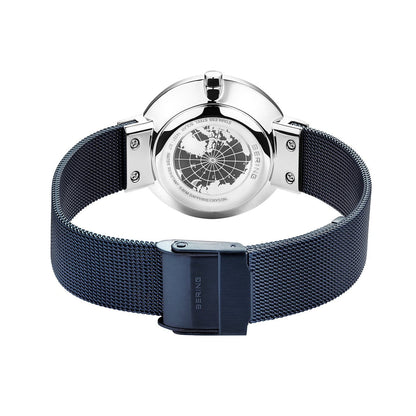 Bering Ladies Brushed Silver Solar Blue Watch-PEROZ Accessories