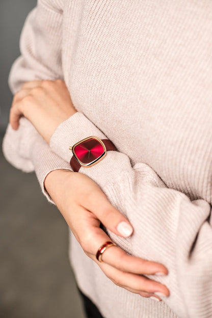 Bering Ladies Pebble Red Watch-PEROZ Accessories