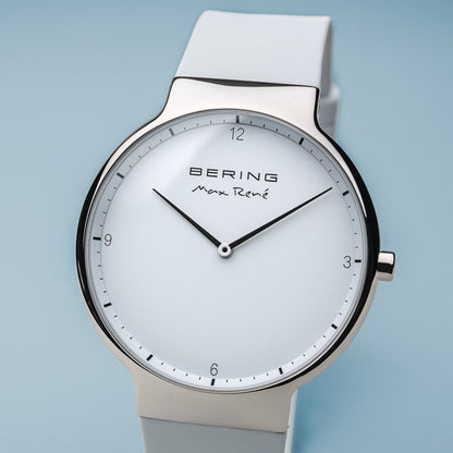 Bering Max René Polished Silver White Watch-PEROZ Accessories