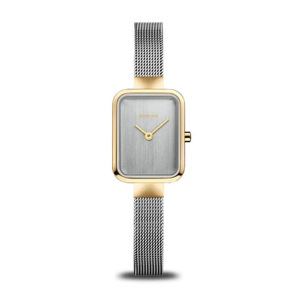 Bering Petite Square 35mm Silver Gold Milanese Strap Watch-PEROZ Accessories