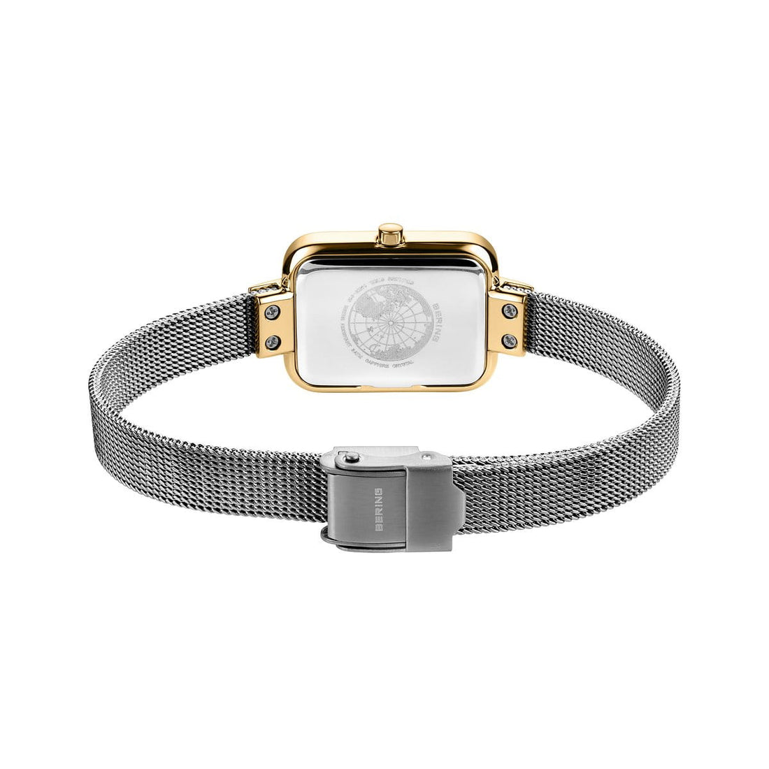 Bering Petite Square 35mm Silver Gold Milanese Strap Watch-PEROZ Accessories