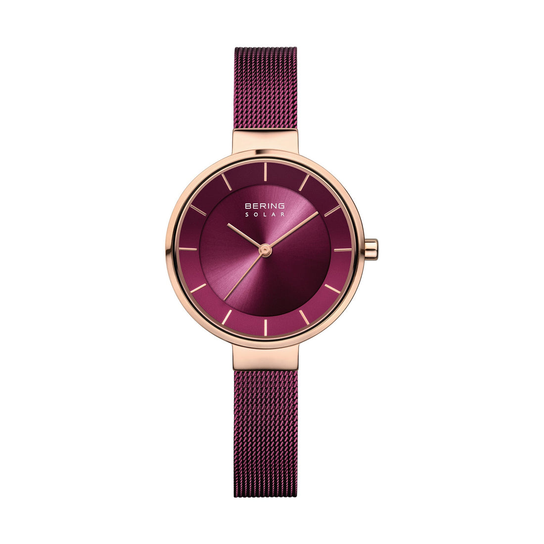 Bering Solar 31mm Rose Gold Purple Milanese Strap Watch-PEROZ Accessories