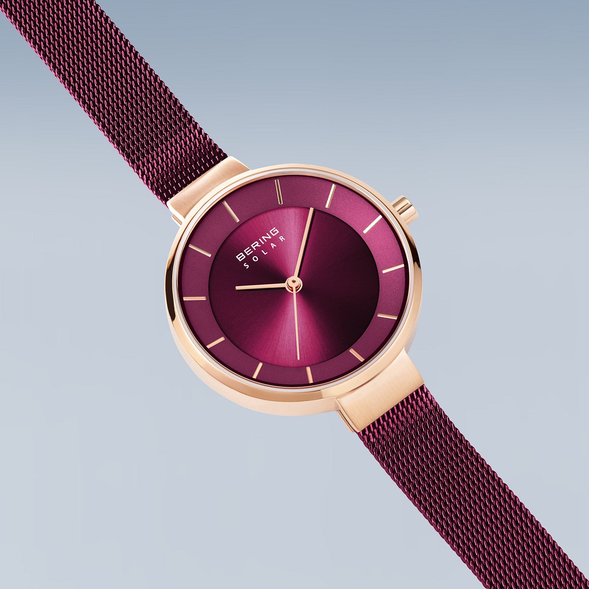 Bering Solar 31mm Rose Gold Purple Milanese Strap Watch-PEROZ Accessories