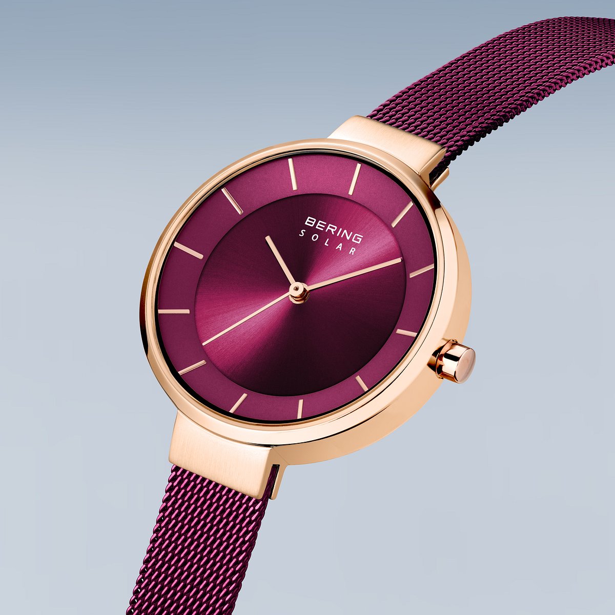Bering Solar 31mm Rose Gold Purple Milanese Strap Watch-PEROZ Accessories