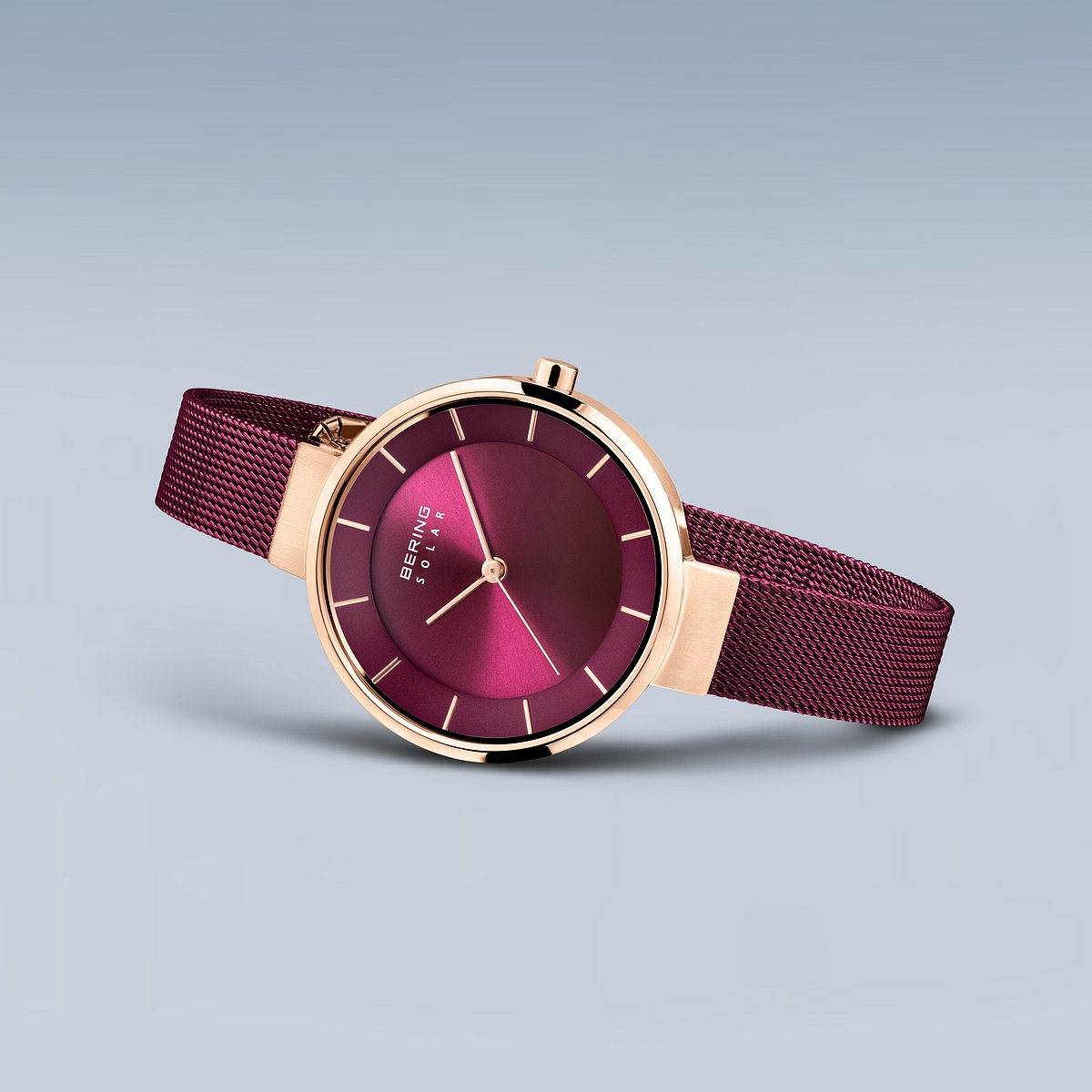 Bering Solar 31mm Rose Gold Purple Milanese Strap Watch-PEROZ Accessories