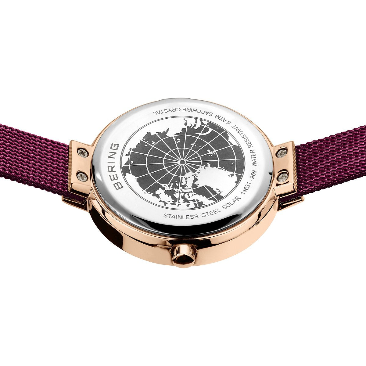 Bering Solar 31mm Rose Gold Purple Milanese Strap Watch-PEROZ Accessories