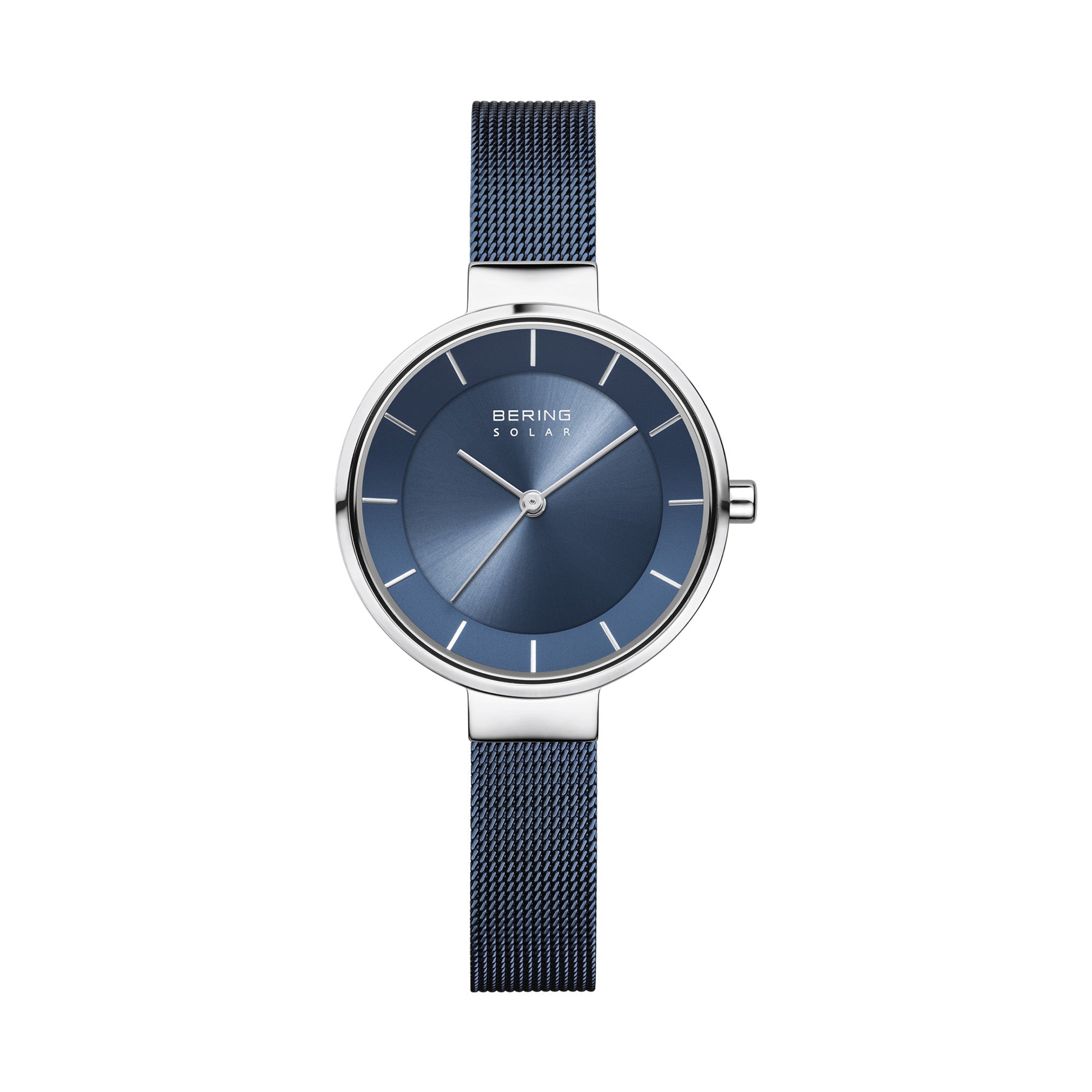 Bering Solar 31mm Silver Blue Milanese Strap Watch-PEROZ Accessories