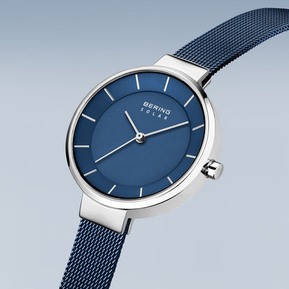 Bering Solar 31mm Silver Blue Milanese Strap Watch-PEROZ Accessories