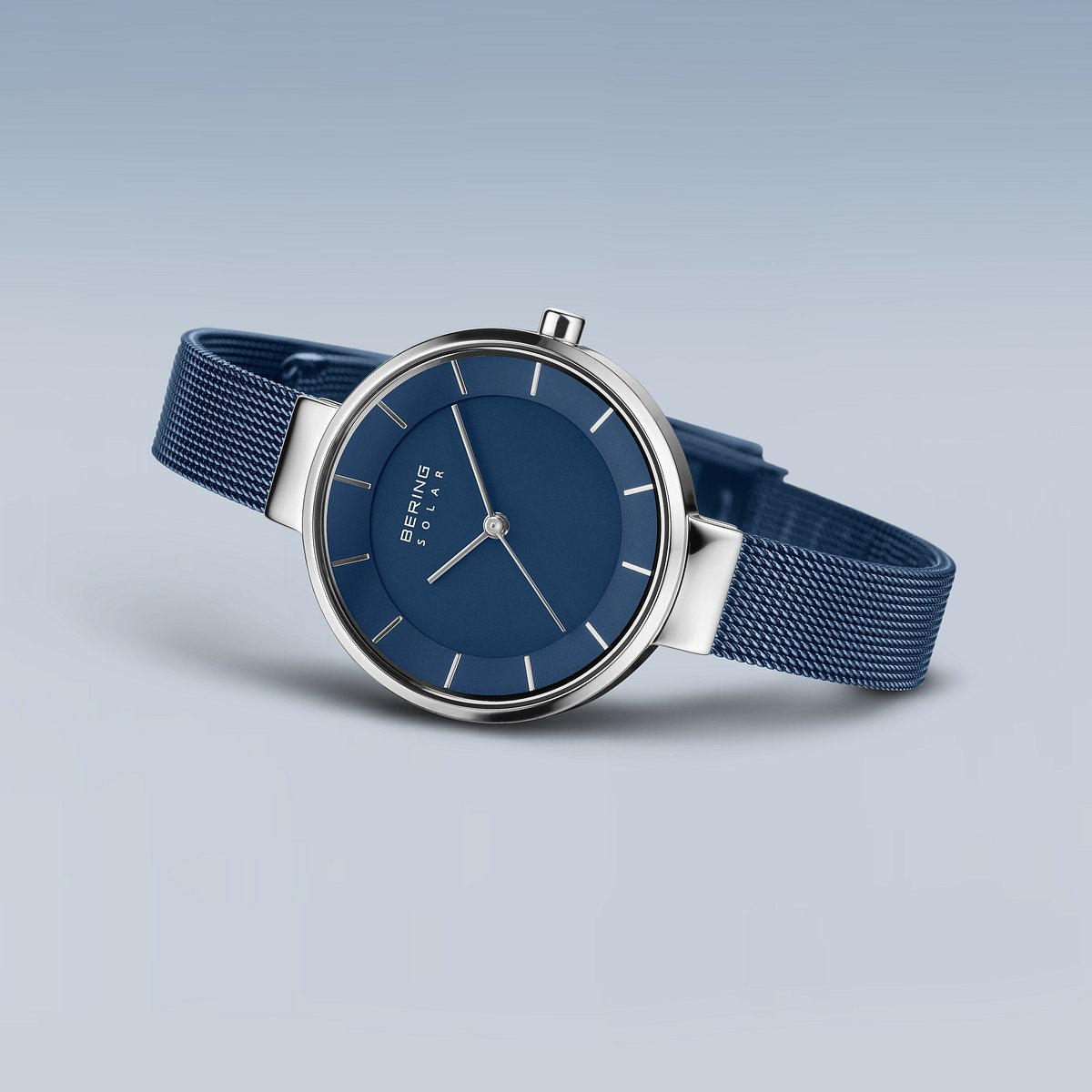Bering Solar 31mm Silver Blue Milanese Strap Watch-PEROZ Accessories
