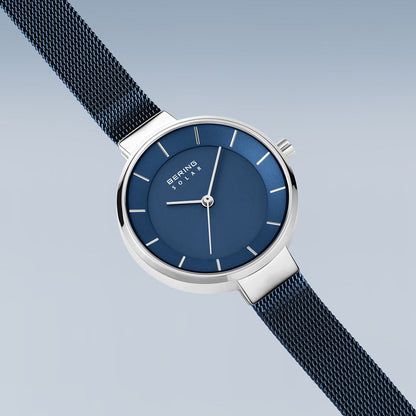 Bering Solar 31mm Silver Blue Milanese Strap Watch-PEROZ Accessories