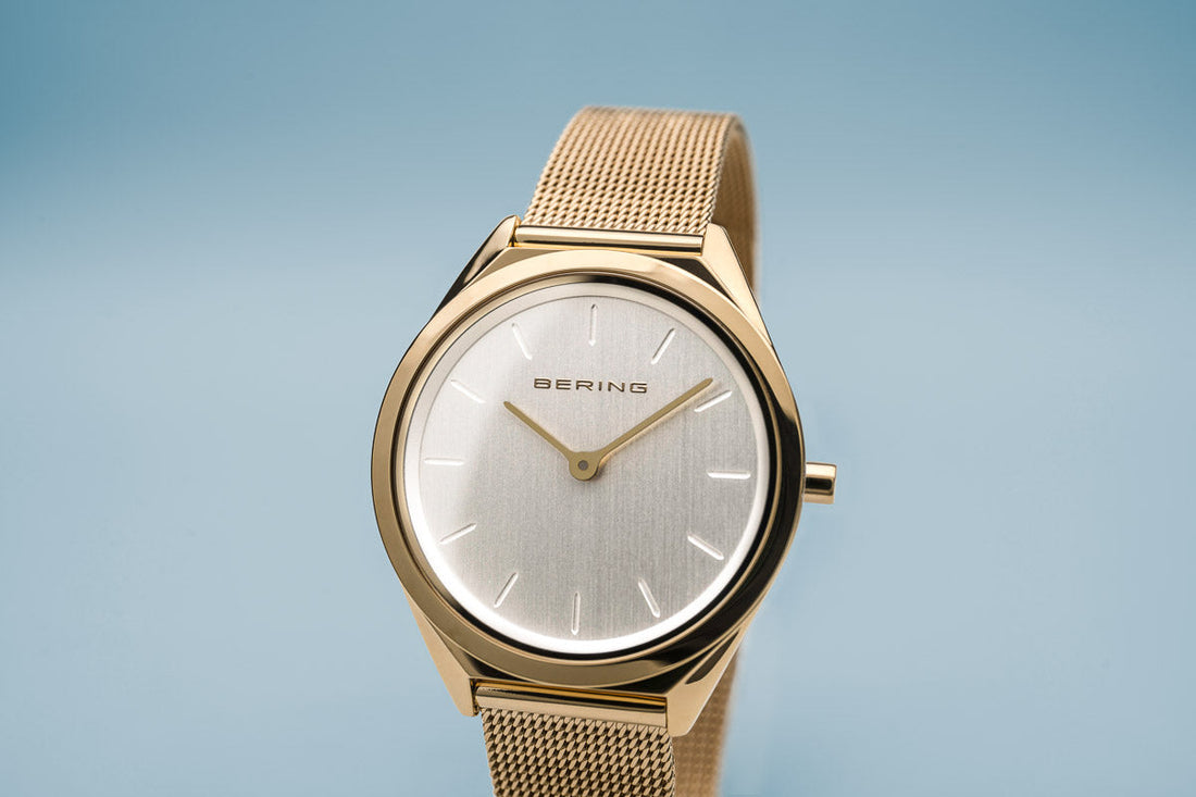 Bering Ultra Slim Polished Gold Watch-PEROZ Accessories