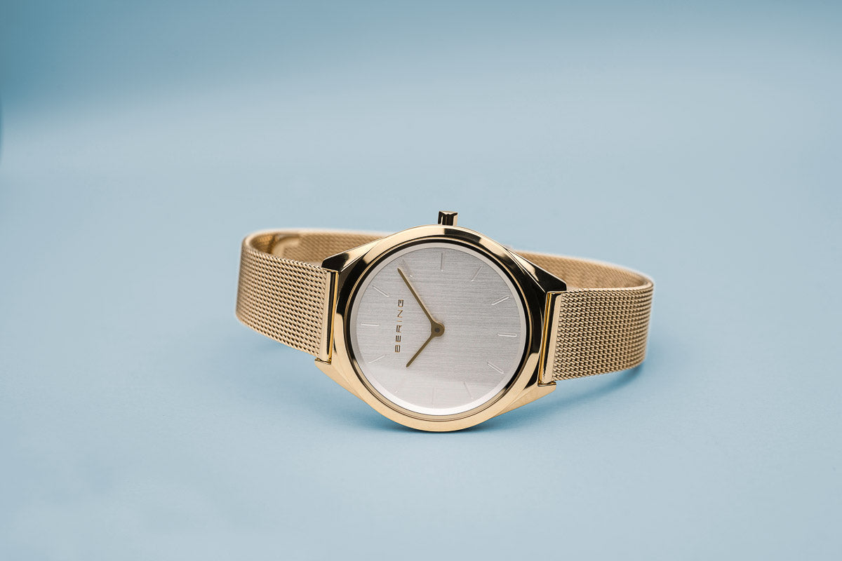 Bering Ultra Slim Polished Gold Watch-PEROZ Accessories
