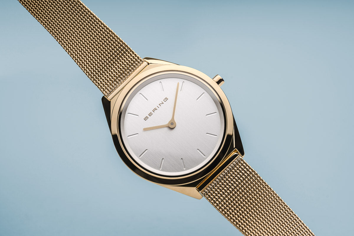 Bering Ultra Slim Polished Gold Watch-PEROZ Accessories