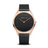 Bering Ultra Slim Polished Rose Gold Black Mesh Watch-PEROZ Accessories