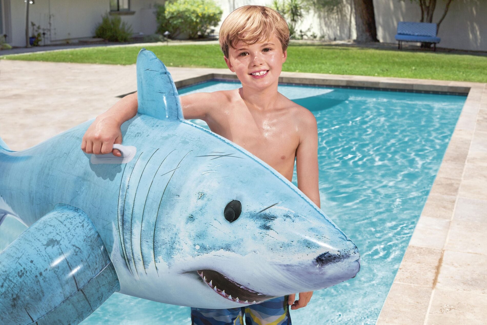 Bestway 1.83m x 1.02m Realistic Shark Pool Float Inflatable Rubber Ride on for Kids-Home &amp; Garden > Pool &amp; Accessories > Pool Toys &amp; Inflatables-PEROZ Accessories