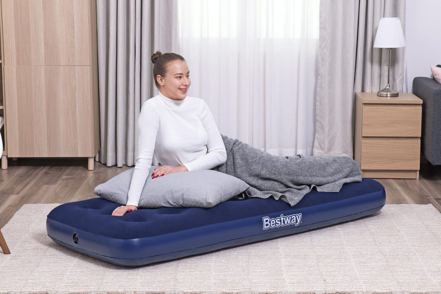 Bestway 1.85m x 76cm x 22cm Air Mattress Jr.Twin Indoor/Outdoor Heavy Duty Durable Camping-Outdoor Recreation &gt; Camping &gt; Inflatable Mattresses-PEROZ Accessories