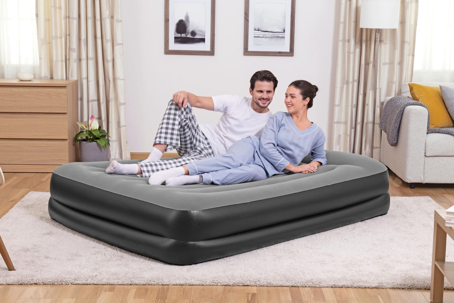 Bestway 2.03m x 1.52m x 46cm Tritech Air Mattress Queen Built-in AC pump-Outdoor Recreation > Camping > Inflatable Mattresses-PEROZ Accessories