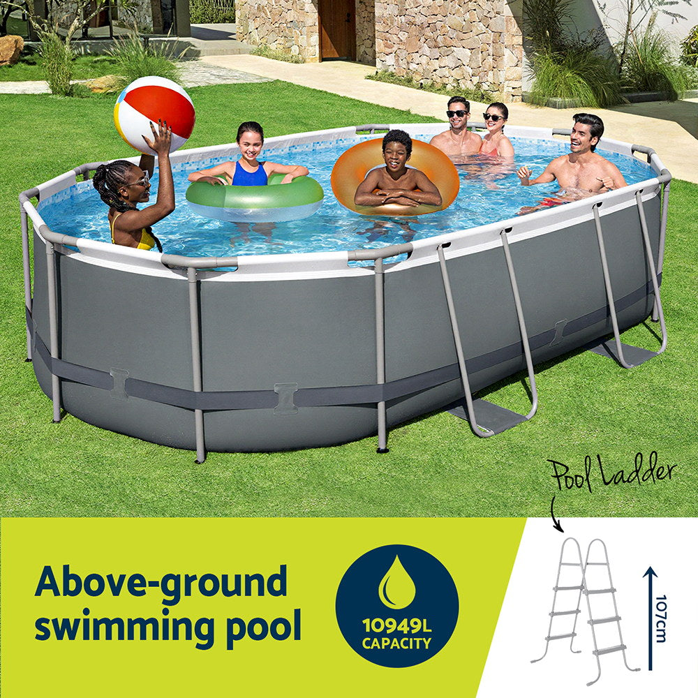 Bestway 488x305x107cm Swimming Pool Steel Frame Set w/ Pump Filter Ladder Cover-Home &amp; Garden > Pool &amp; Accessories > Swimming Pools-PEROZ Accessories