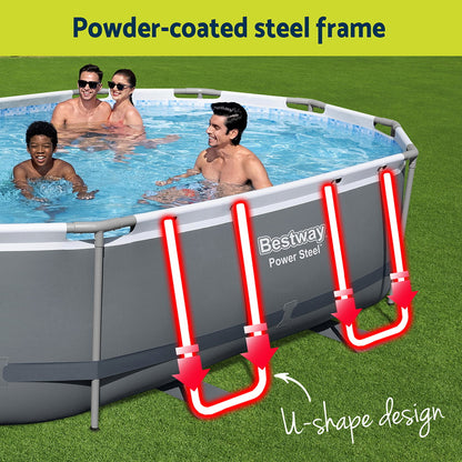 Bestway 488x305x107cm Swimming Pool Steel Frame Set w/ Pump Filter Ladder Cover-Home &amp; Garden > Pool &amp; Accessories > Swimming Pools-PEROZ Accessories