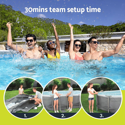 Bestway 488x305x107cm Swimming Pool Steel Frame Set w/ Pump Filter Ladder Cover-Home &amp; Garden > Pool &amp; Accessories > Swimming Pools-PEROZ Accessories