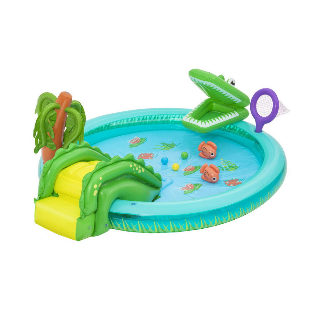 Bestway Kids Inflatable Splash Play Pool with Slide Ball Crocodile Fishing Net-Home &amp; Garden &gt; Pool &amp; Accessories &gt; Pool Toys &amp; Inflatables-PEROZ Accessories