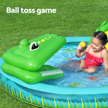 Bestway Kids Inflatable Splash Play Pool with Slide Ball Crocodile Fishing Net-Home &amp; Garden &gt; Pool &amp; Accessories &gt; Pool Toys &amp; Inflatables-PEROZ Accessories