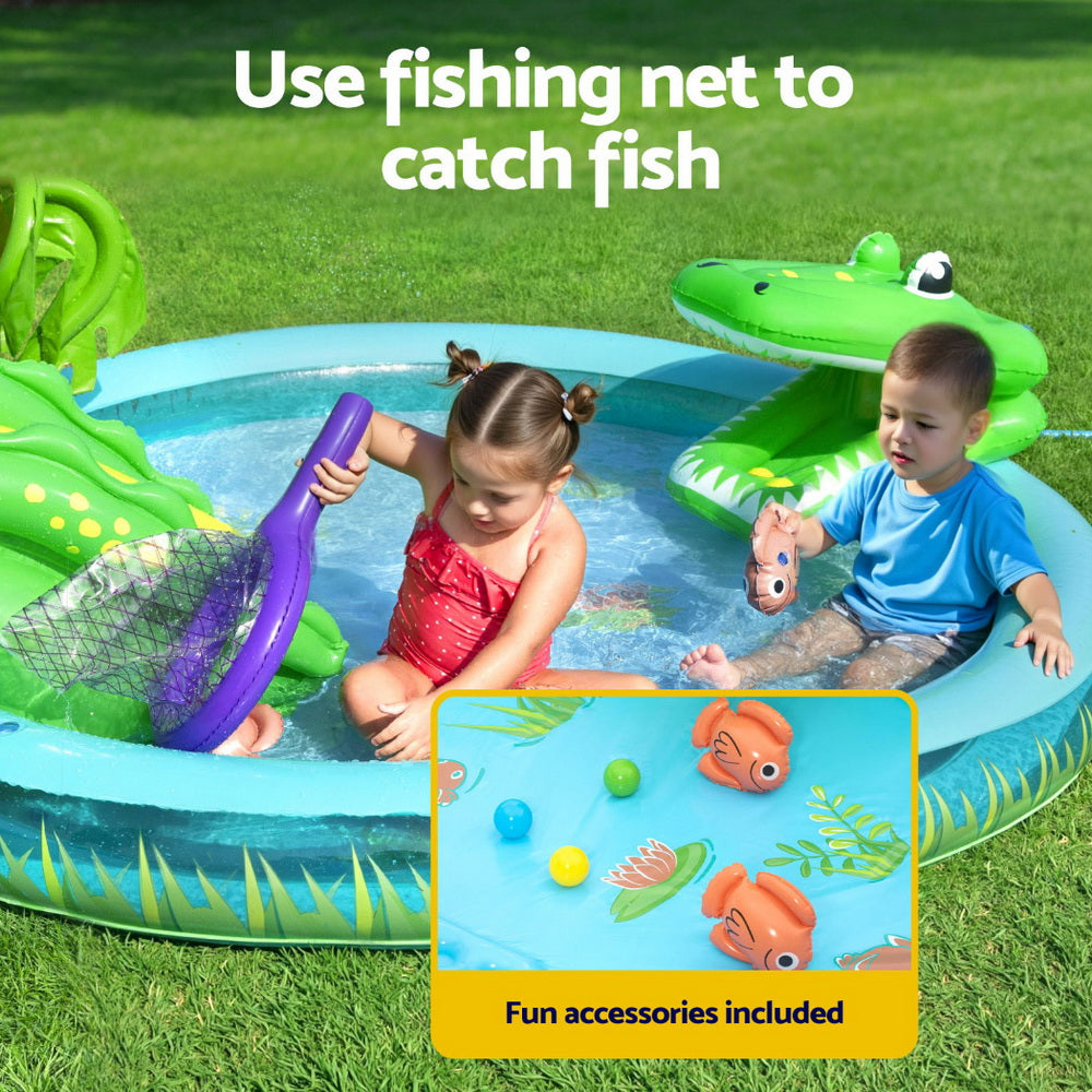 Bestway Kids Inflatable Splash Play Pool with Slide Ball Crocodile Fishing Net-Home &amp; Garden &gt; Pool &amp; Accessories &gt; Pool Toys &amp; Inflatables-PEROZ Accessories