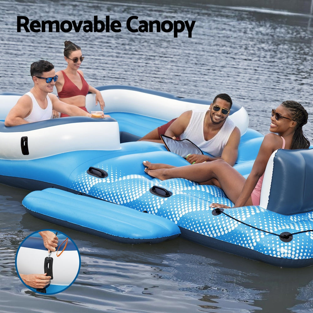Bestway Pool Float Island Inflatable Lounge 6-person Raft Seat Canopy-Home &amp; Garden > Pool &amp; Accessories > Pool Toys &amp; Inflatables-PEROZ Accessories