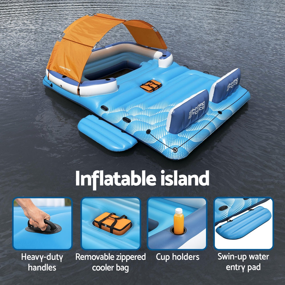 Bestway Pool Float Island Inflatable Lounge 6-person Raft Seat Canopy-Home &amp; Garden > Pool &amp; Accessories > Pool Toys &amp; Inflatables-PEROZ Accessories