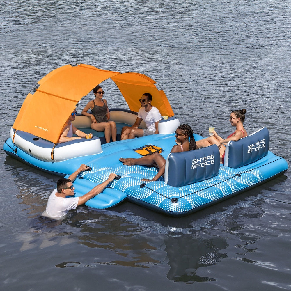 Bestway Pool Float Island Inflatable Lounge 6-person Raft Seat Canopy-Home &amp; Garden > Pool &amp; Accessories > Pool Toys &amp; Inflatables-PEROZ Accessories