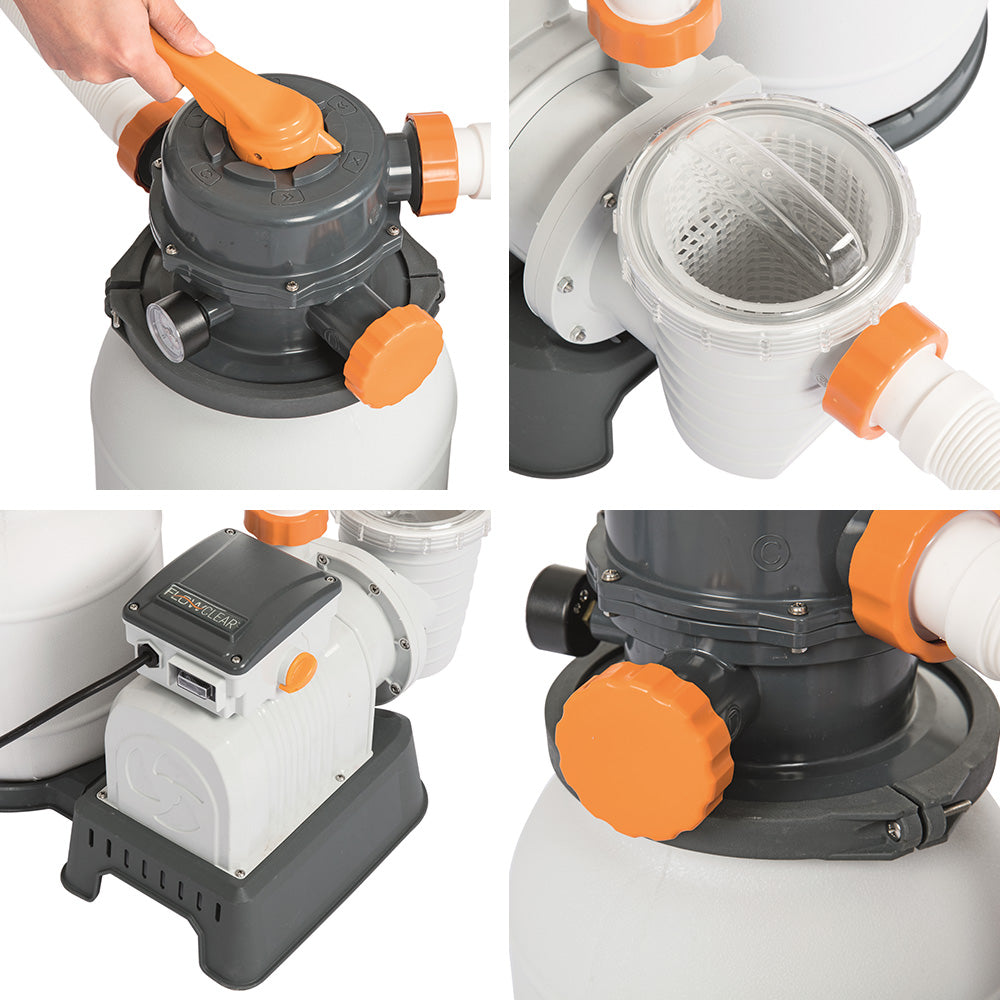 Bestway Pool Pump Sand Filter 2200GPH 8327L/H Pools Flowclear Filters-Home &amp; Garden > Pool &amp; Accessories > Swimming Pools-PEROZ Accessories