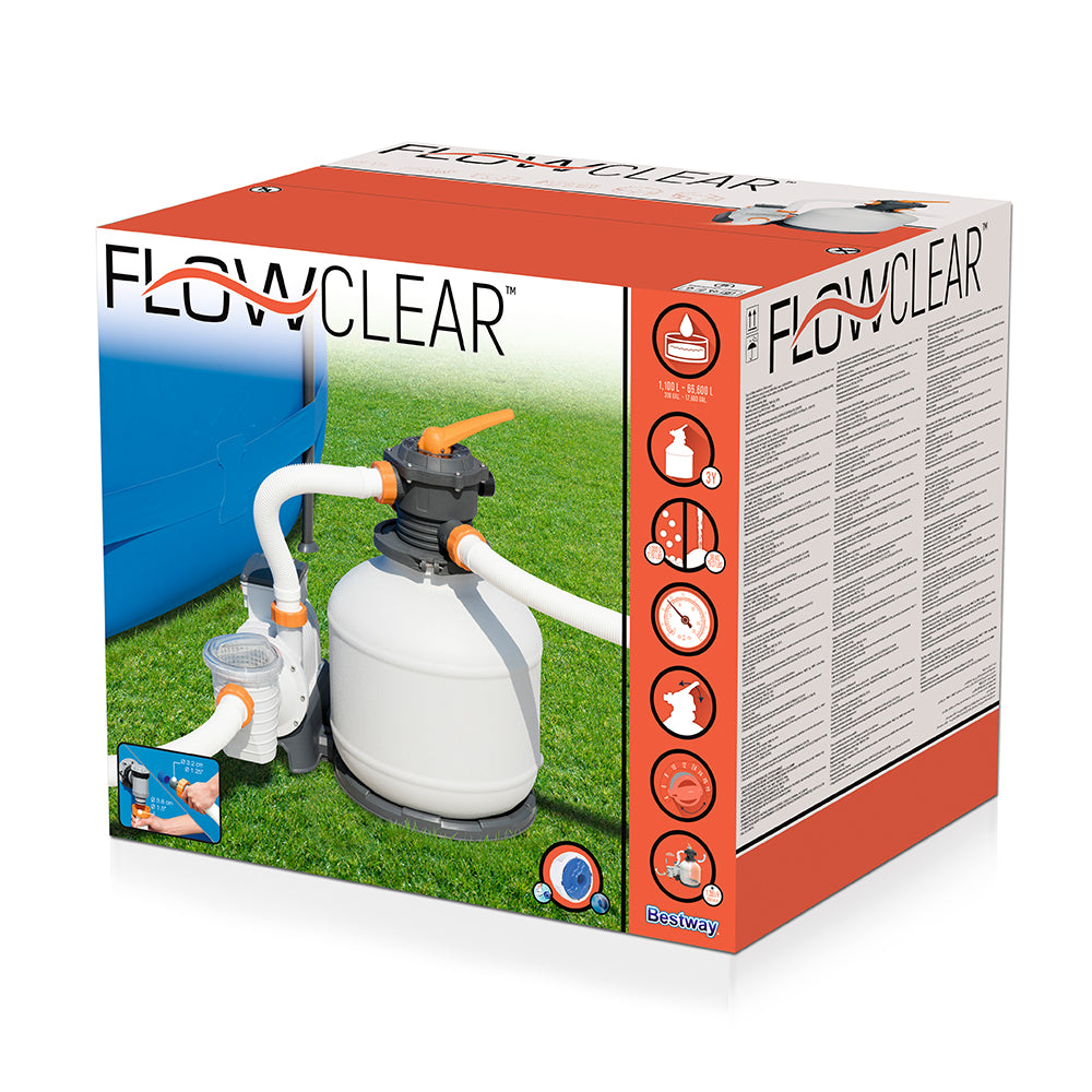 Bestway Pool Pump Sand Filter 3000GPH 11355L/H Pools Flowclear™ Filters-Home &amp; Garden > Pool &amp; Accessories > Swimming Pools-PEROZ Accessories